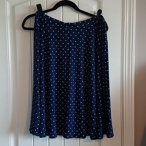 Lands End Navy Polka Dot Skirt size large